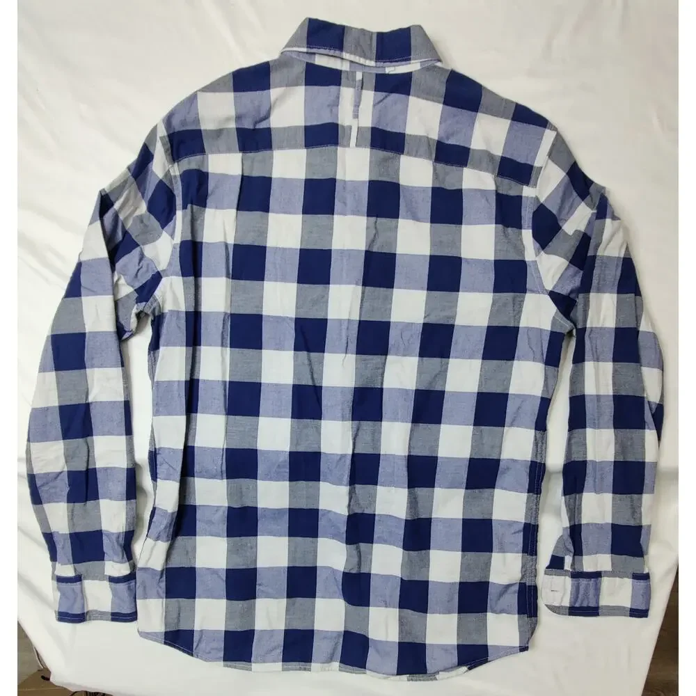 Banana Republic Men's Blue Plaid Long Sleeve Dress Shirt